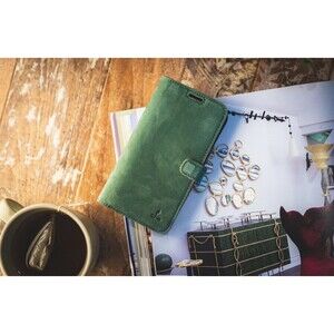 SNAKEHIVE Green Suede Leather Wallet 12 Pro Max Apple iPhone Case ID Card Holder